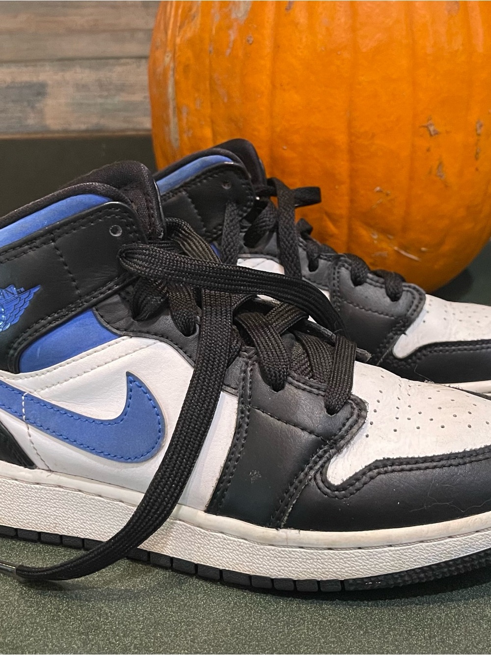 Nike Black White Blue Air Jordan 1 Low Sneakers